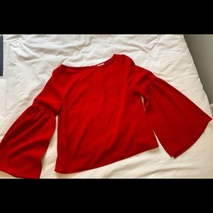 Red crop with bell sleeves